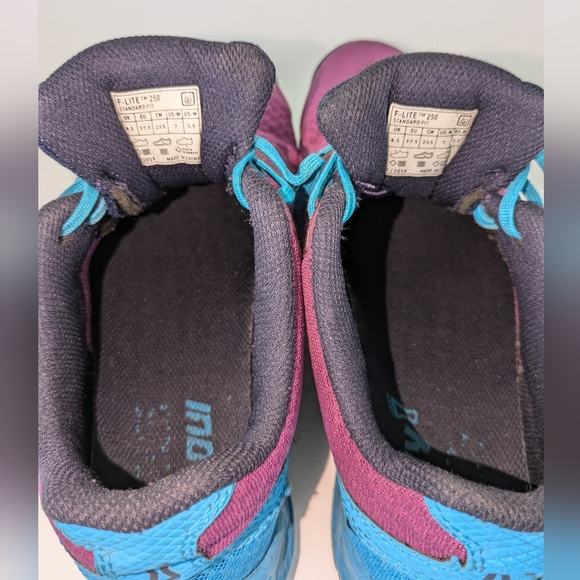 Inov8 Women’s Size 7 F-Lite 250 w/ Power Heel Purple Teal Running Shoes Sneakers - Picture 10 of 14